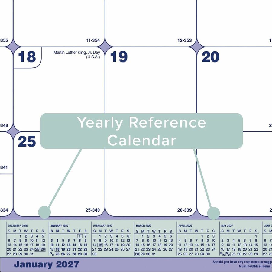 Blueline Monthly Desk Pad Calendar, 21-1/4" x 16" , English - C181731