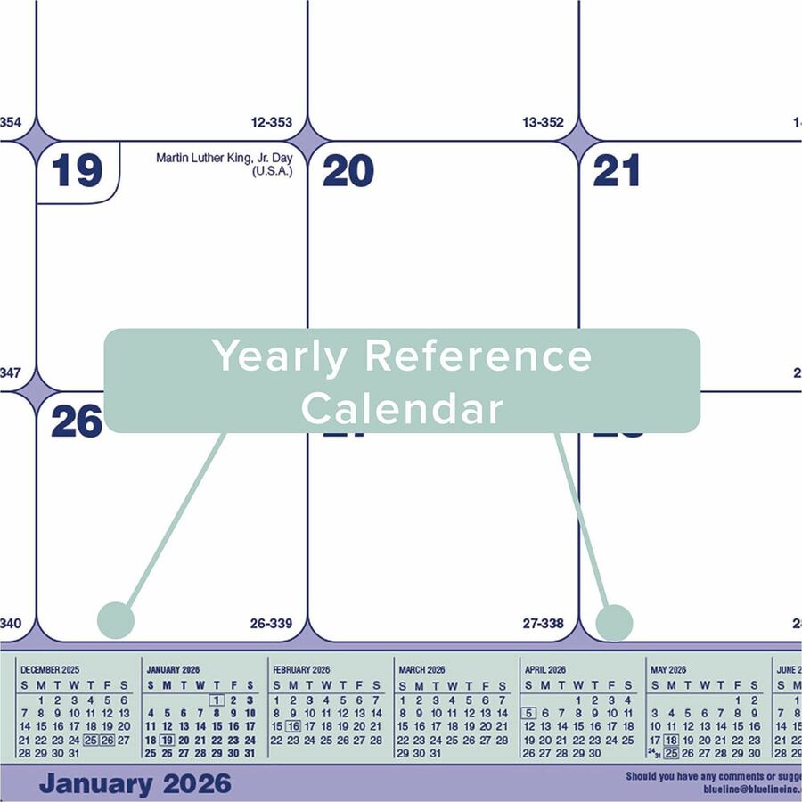 Blueline Monthly Desk Pad Calendar, 21-1/4" x 16" , English - C181731