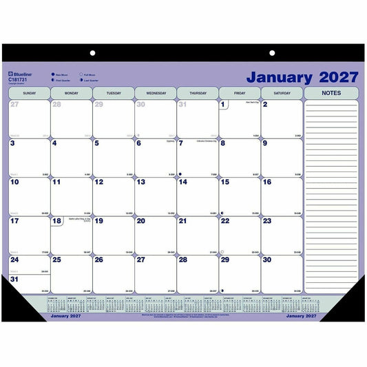 Blueline Monthly Desk Pad Calendar, 21-1/4" x 16" , English