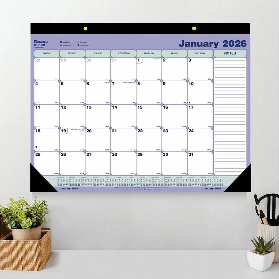 Blueline Monthly Desk Pad Calendar, 21-1/4" x 16" , English - C181731