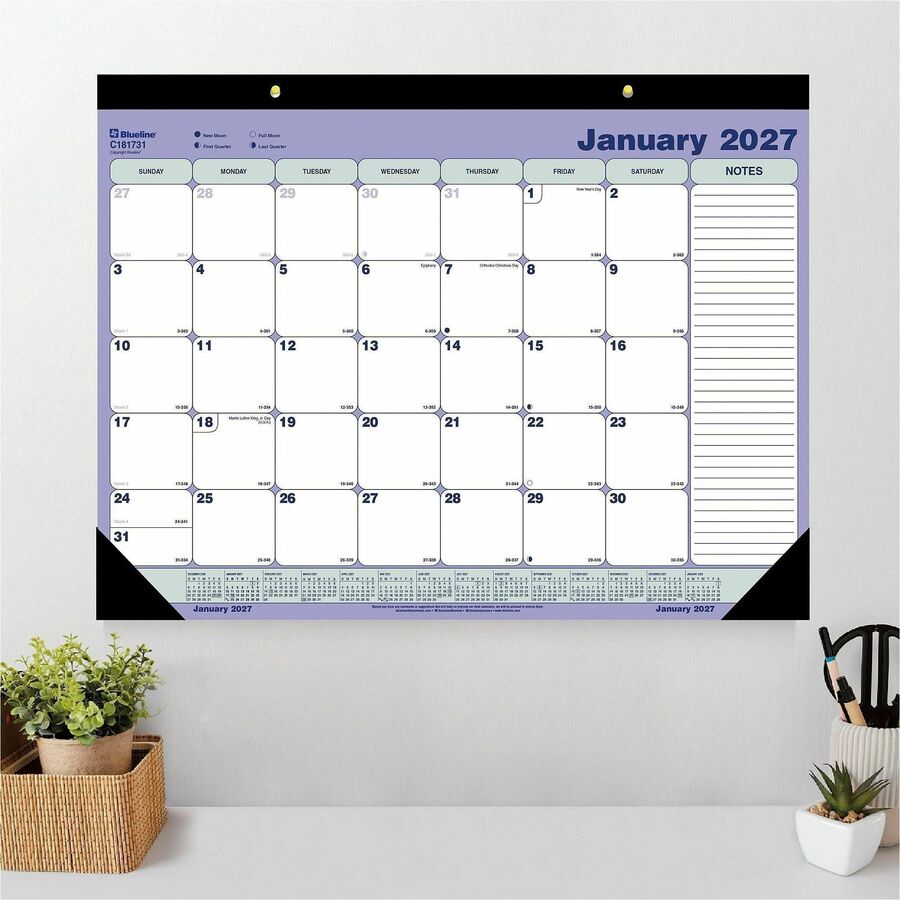 Blueline Monthly Desk Pad Calendar, 21-1/4" x 16" , English - C181731