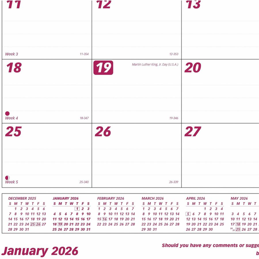 Brownline 2026 12-Month Monthly Desk Pad Calendar with Vinyl Holder - January to December - 24-1/4" x 19-1/8" - English - C191924