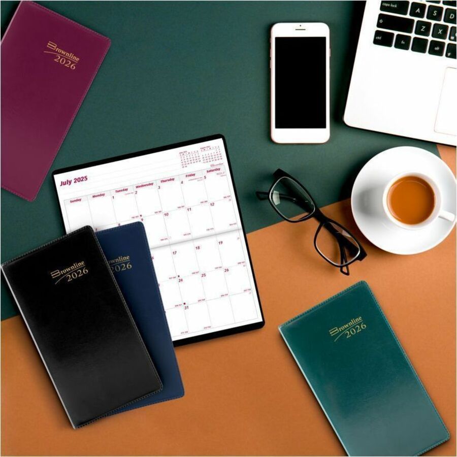 Brownline 18-Month Pocket Planner, 6-1/2" x 3-1/2" , English, Assorted Colours - CA12AST