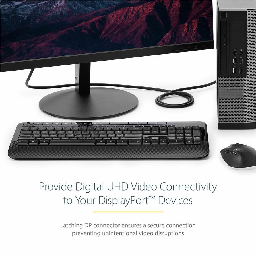 StarTech.com 6ft (2m) DisplayPort 1.2 Cable, 4K x 2K UHD VESA Certified DisplayPort Cable, DP Cable/Cord for Monitor, w/ Latches - DISPLPORT6L