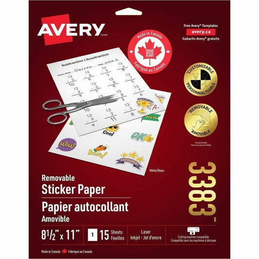 Avery Sticker Project Paper 11" x 8-1/2" , for Laser and Inkjet Printers