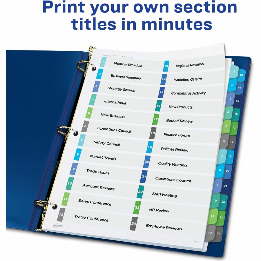 Avery&reg; Ready Index&reg; Double Column Table of Content Dividers, 24 tabs - 11321