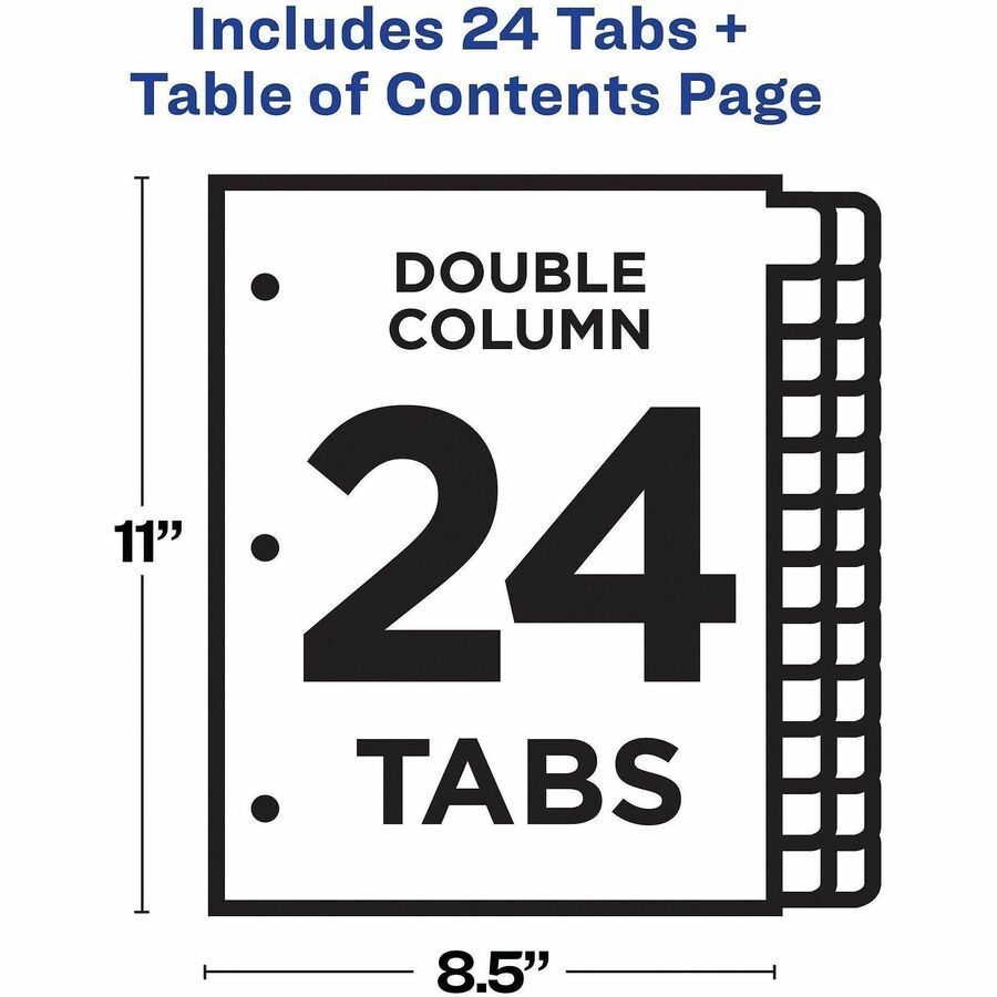 Avery&reg; Ready Index&reg; Double Column Table of Content Dividers, 24 tabs - 11321
