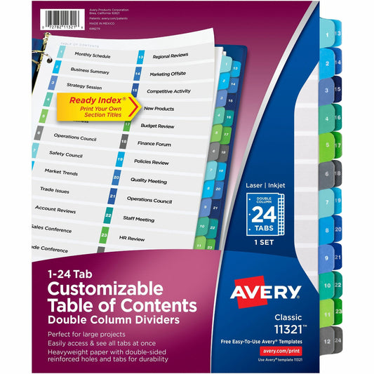 Avery&reg; Ready Index&reg; Double Column Table of Content Dividers, 24 tabs