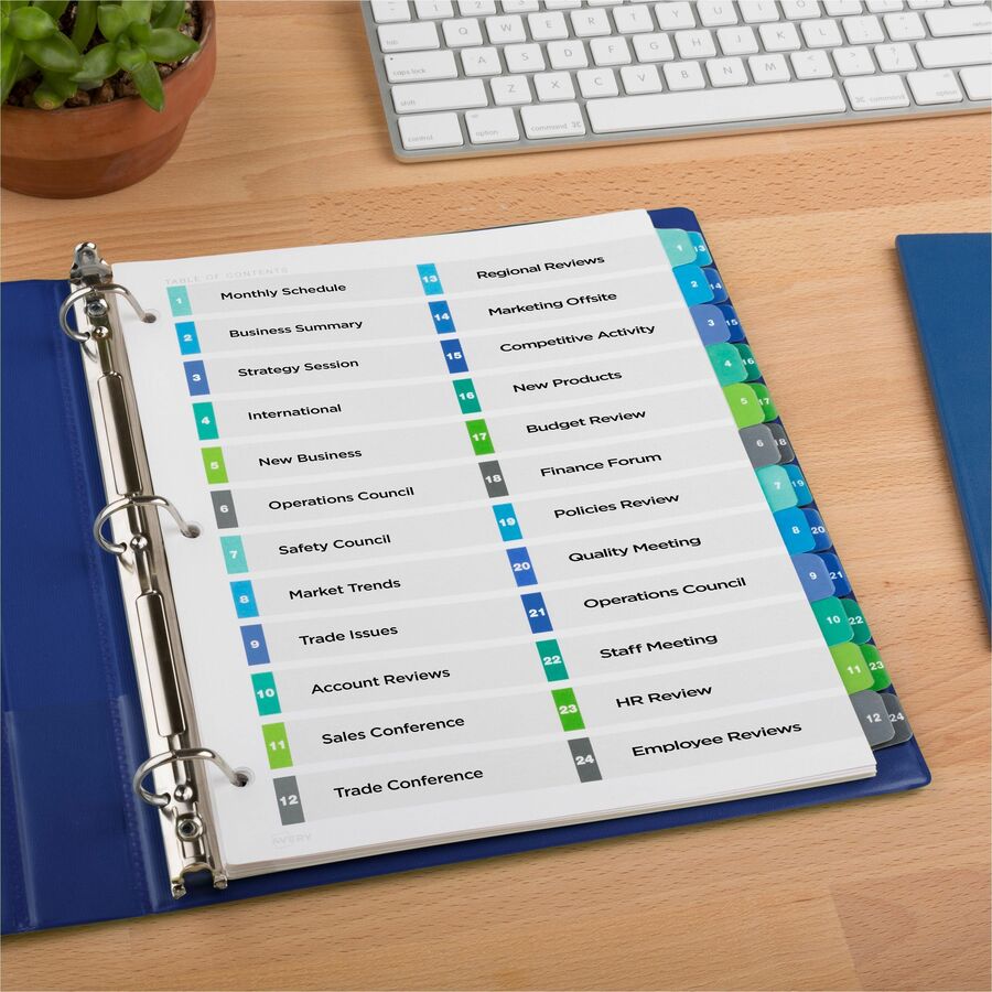 Avery&reg; Ready Index&reg; Double Column Table of Content Dividers, 24 tabs - 11321