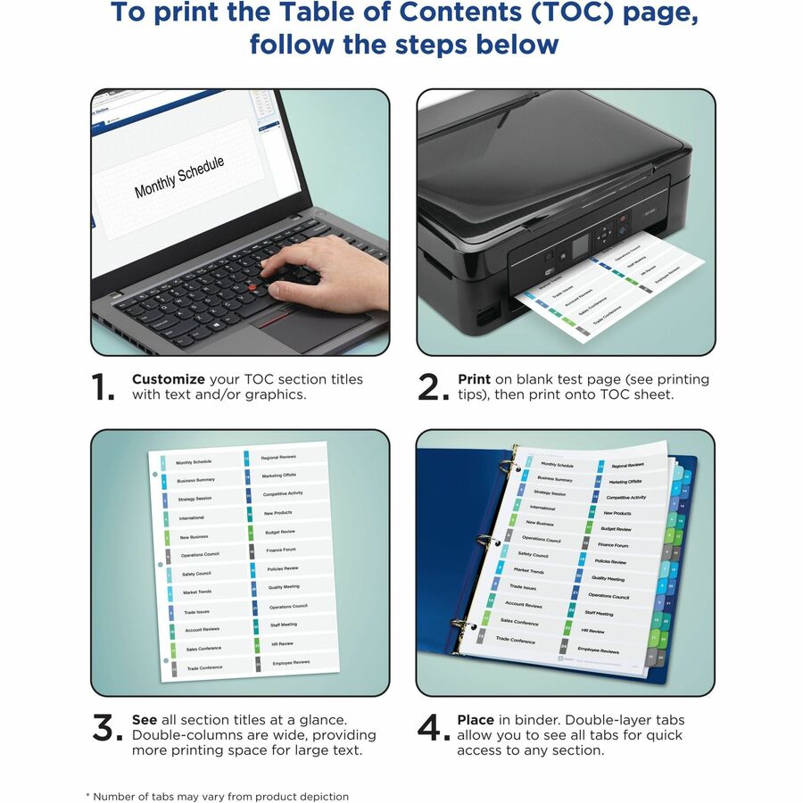 Avery&reg; Ready Index&reg; Double Column Table of Content Dividers, 24 tabs - 11321