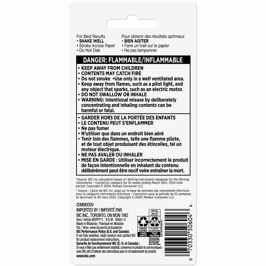 BIC Quick Dry Correction Fluid, White - WOFQDP1-WHI