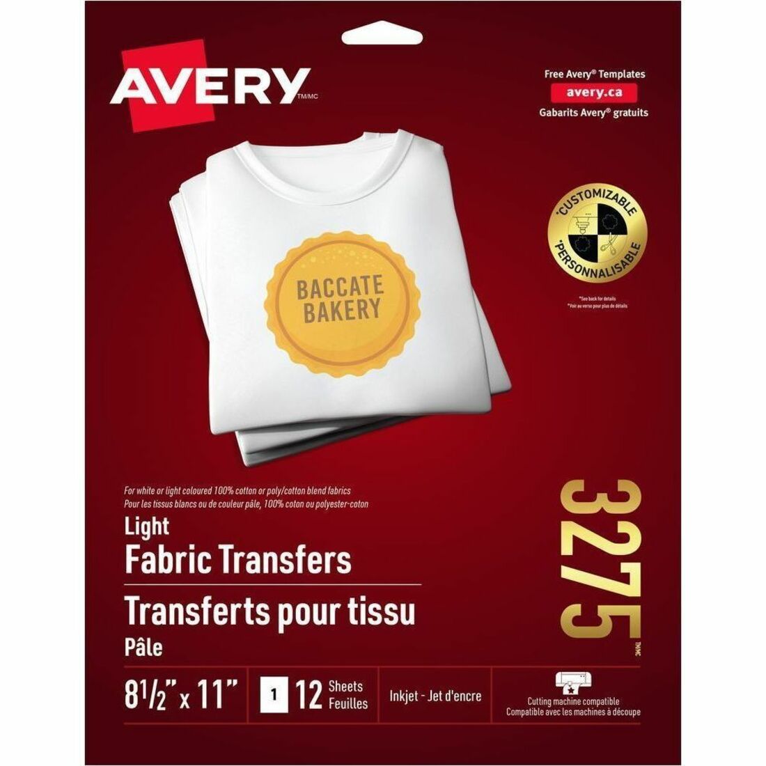 Avery T-Shirt Transfers 11" x 8-1/2" , for Inkjet Printers