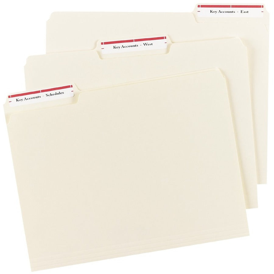 Avery&reg; Filing Labelswith TrueBlock&trade; Technology for Laser and Inkjet Printers, 3-7/16" x 2/3" , Red - 05066