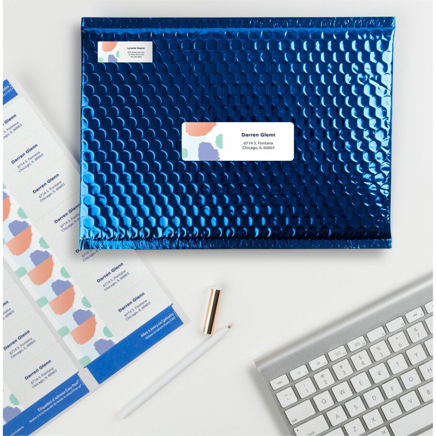 Avery&reg; White Rectangle Labels with Sure Feed&trade; Technology,Easy Peel&reg;, 1-1/3" x 4" , for Laser and Inkjet Printers - 05162