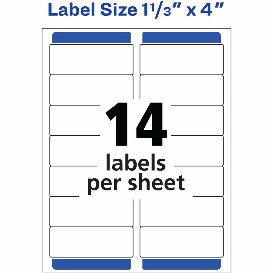 Avery&reg; White Rectangle Labels with Sure Feed&trade; Technology,Easy Peel&reg;, 1-1/3" x 4" , for Laser and Inkjet Printers - 05162
