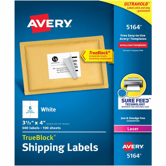 Avery&reg; White Rectangle Labels with Sure Feed Technology
