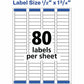 Avery&reg; White Rectangle Labels with Sure Feed&trade; Technology,Easy Peel&reg;, 1/2" x 1-3/4" , for Laser and Inkjet Printers - 05167