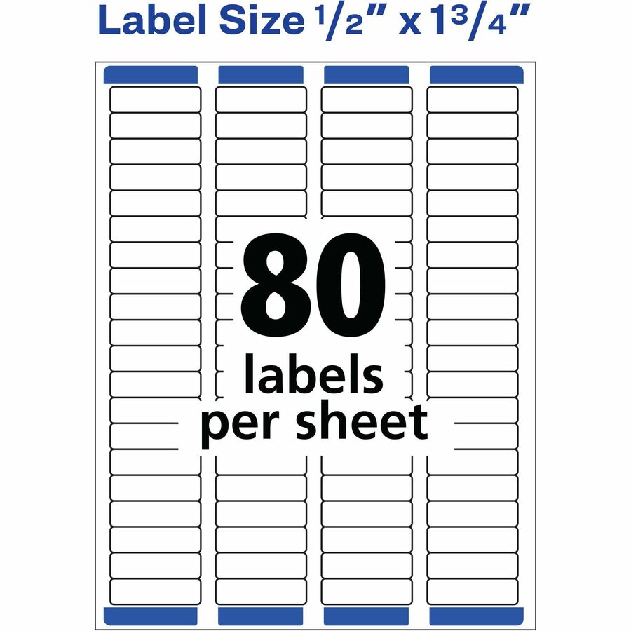 Avery&reg; White Rectangle Labels with Sure Feed&trade; Technology,Easy Peel&reg;, 1/2" x 1-3/4" , for Laser and Inkjet Printers - 05167