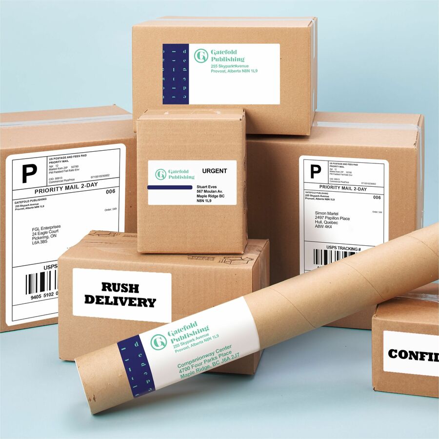 Avery White Rectangle Labels with Sure Feed™ Technology TrueBlock&reg; 3-1/2" x 5" , Permanent Adhesive, for Laser and Inkjet Printers - 05168