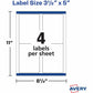 Avery&reg; White Rectangle Labels with Sure Feed&trade; TechnologyTrueBlock&reg; 3-1/2" x 5" , for Laser and Inkjet Printers - 05168