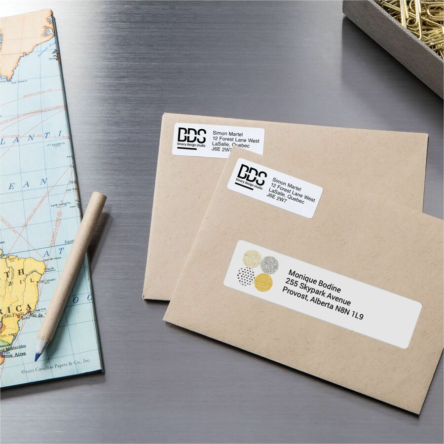 Avery White Rectangle Labels with Sure Feed™ Technology with Easy Peel&reg;, 1" x 4" , for Laser and Inkjet Printers - 05261