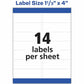 Avery&reg; White Rectangle Labels with Sure Feed&trade; TechnologyEasy Peel&reg;, 1-1/3" x 4" , for Laser and Inkjet Printers - 05262