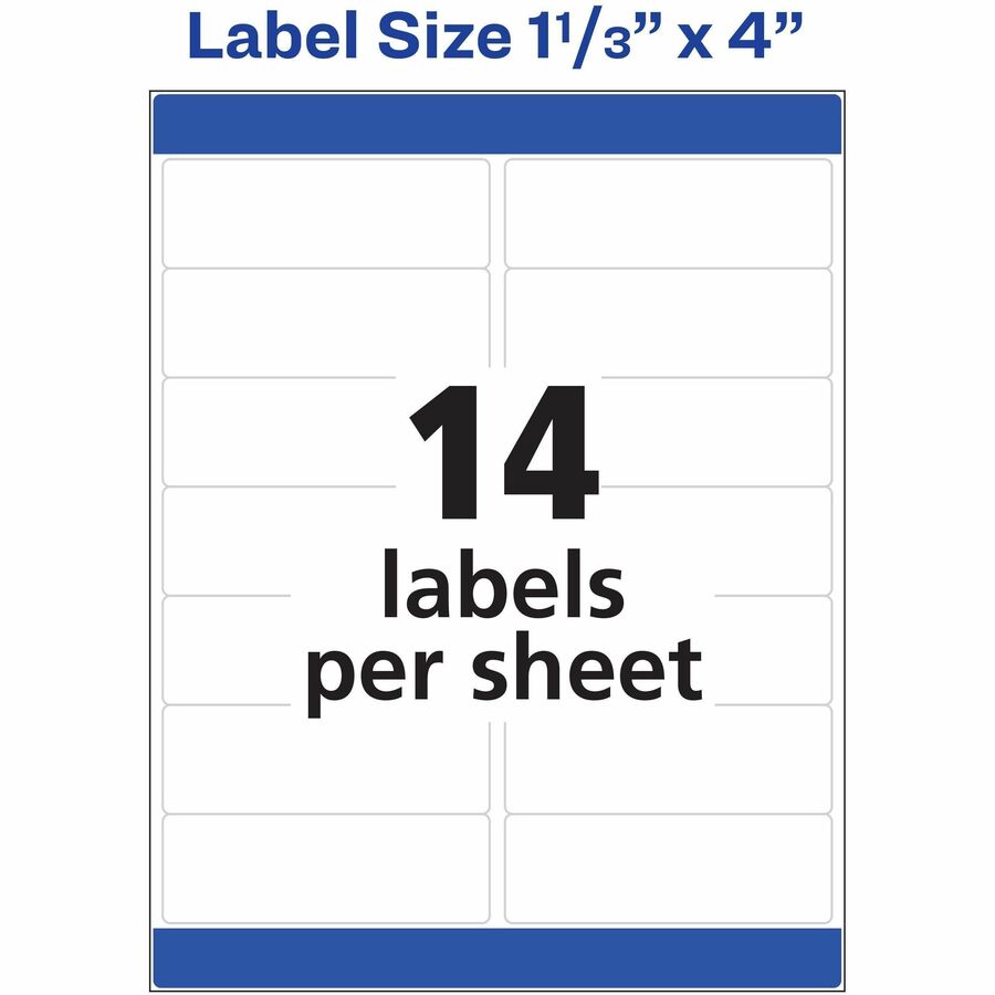 Avery&reg; White Rectangle Labels with Sure Feed&trade; TechnologyEasy Peel&reg;, 1-1/3" x 4" , for Laser and Inkjet Printers - 05262