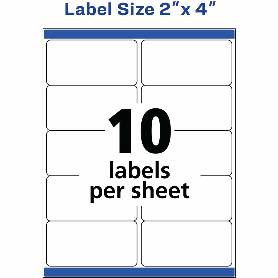 Avery&reg; White Rectangle Labels with Sure Feed&trade; Technology, TrueBlock&reg;, 2" x 4" , for Laser and Inkjet Printers - 05263