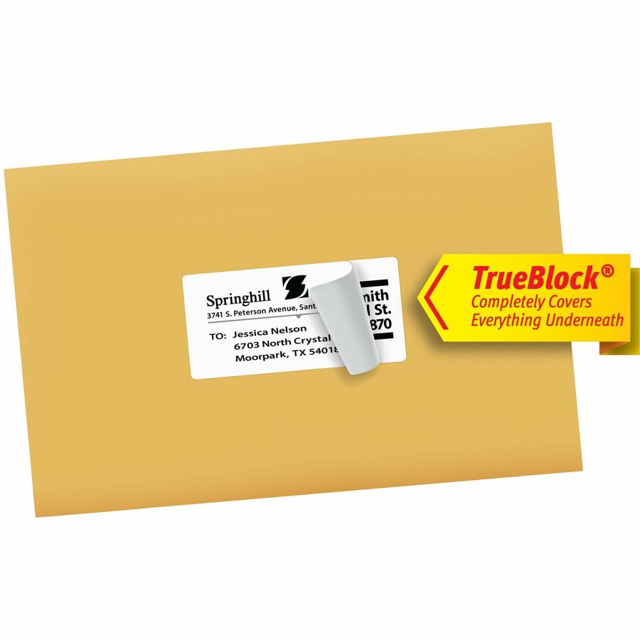 Avery&reg; White Rectangle Labels with Sure Feed&trade; Technology, TrueBlock&reg;, 2" x 4" , for Laser and Inkjet Printers - 05263