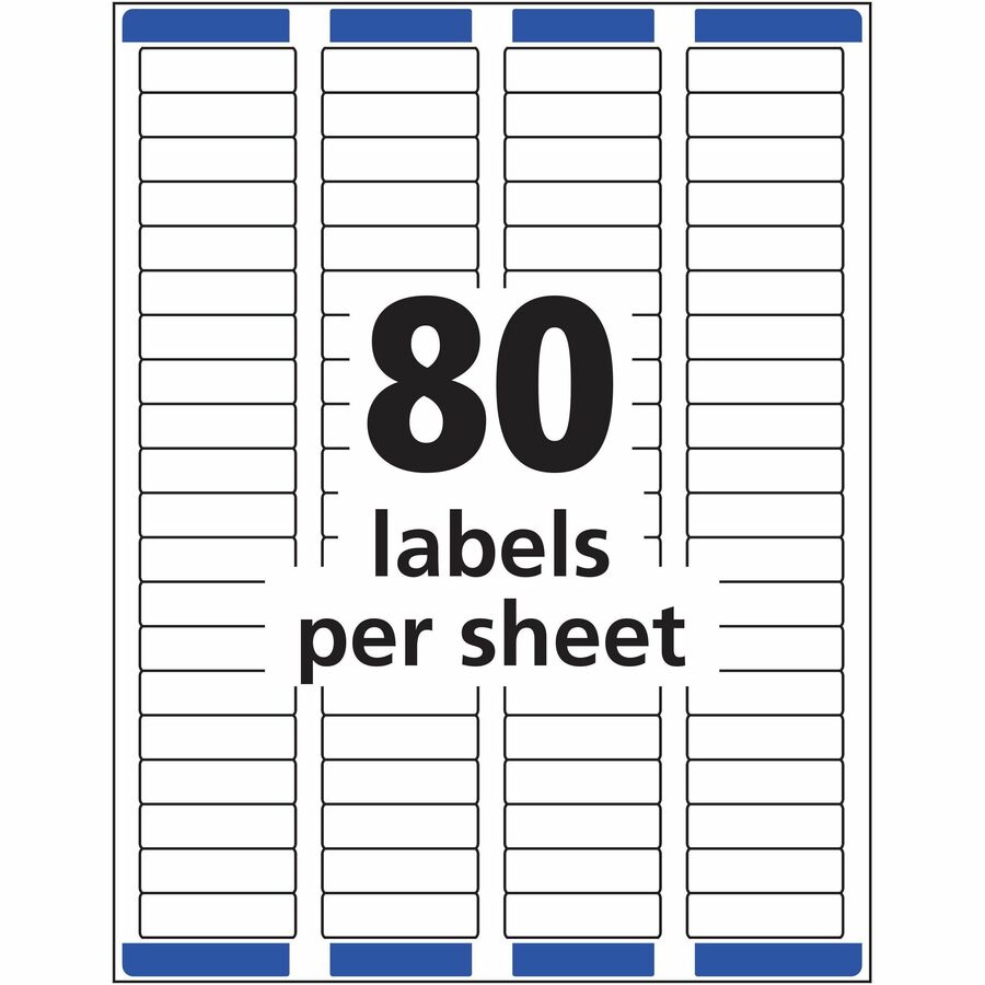 Avery&reg; White Rectangle Labels with Sure Feed&trade; Technology,Easy Peel&reg;, 1/2" x 1-3/4" , for Laser and Inkjet Printers - 05267