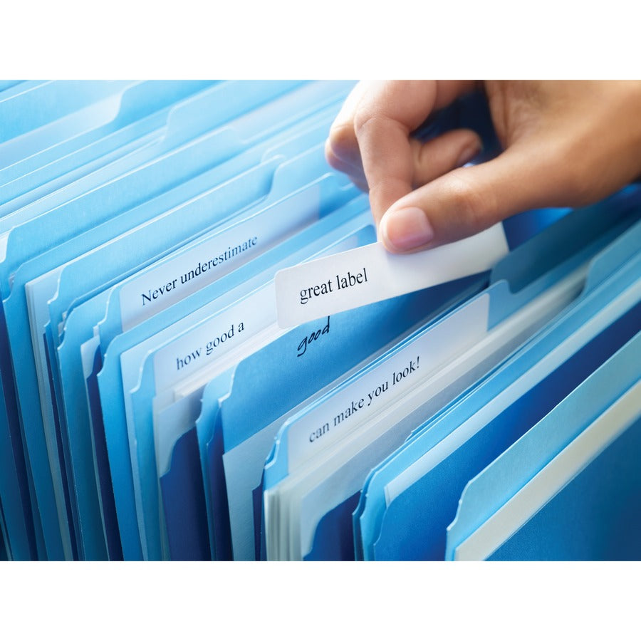 Avery&reg; Filing Labelswith TrueBlock&trade; Technology for Laser and Inkjet Printers, 3-7/16" x 2/3" , White - 05366