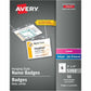 Avery Hanging Name Badge kit for Laser and Inkjet Printers, 3" x 4"