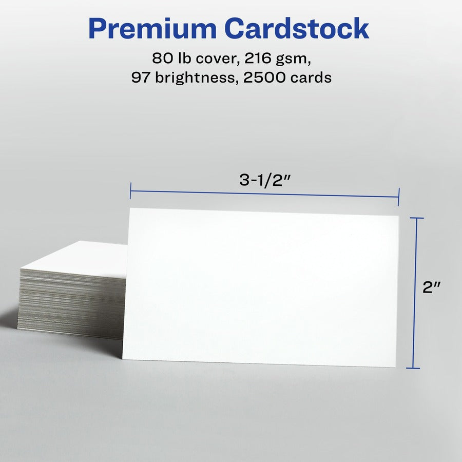 Avery&reg; Printable Business Cards, 2" x 3.5" , White, 2500 Cards (05911) - 05911