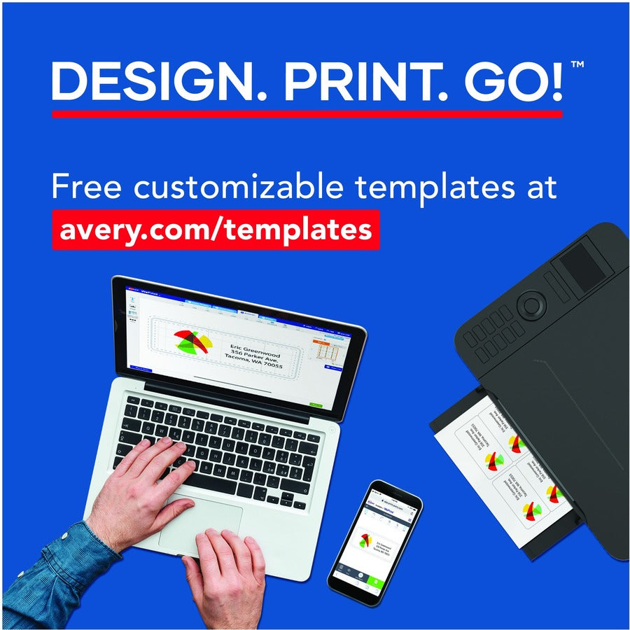 Avery&reg; Printable Business Cards, 2" x 3.5" , White, 2500 Cards (05911) - 05911