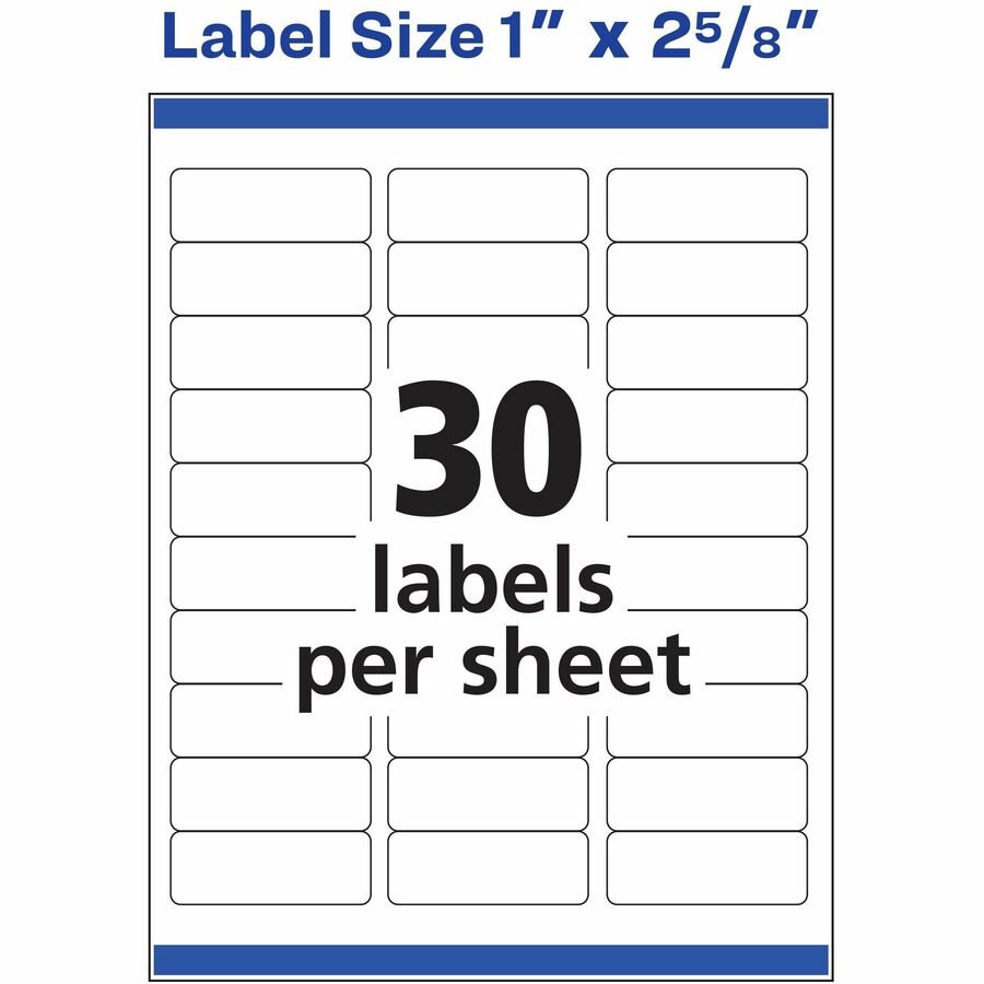 Avery&reg; White Rectangle Labels with Sure Feed&trade; TechnologyEasy Peel&reg;, 1" x 2-5/8" , for Laser and Inkjet Printers - 05960