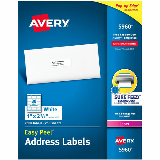 Avery&reg; White Rectangle Labels with Sure Feed™ TechnologyEasy Peel&reg;
