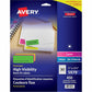 Avery&reg; High Visibility Neon ID Labelsfor Laser and Inkjet Printers, 1" x 2-5/8" , Assorted Colours
