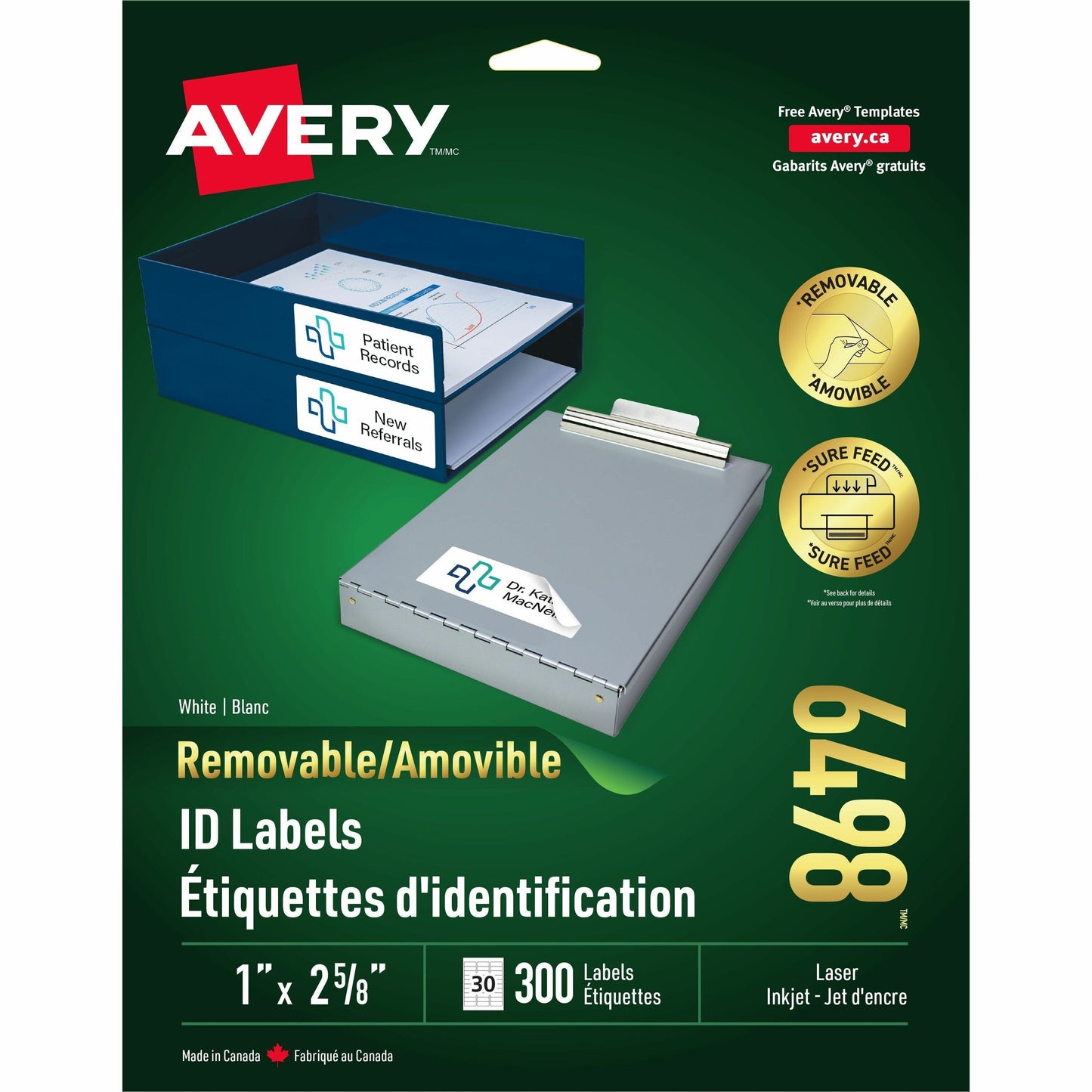 Avery&reg; Removable ID Labelsfor Laser and Inkjet Printers, 2-5/8" x 1"