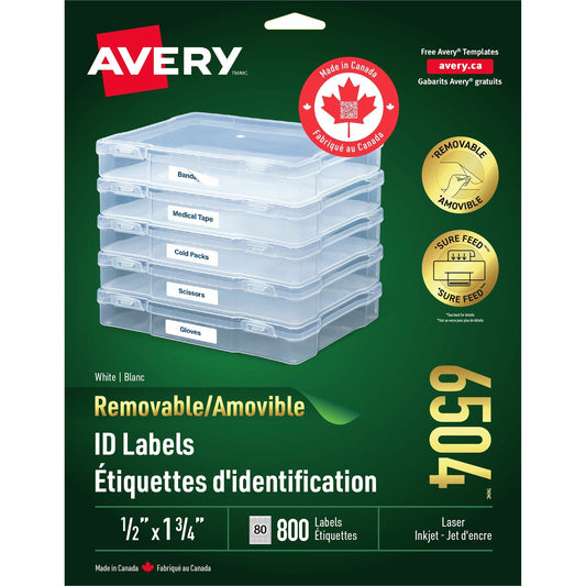 Avery Removable ID Labels for Laser and Inkjet Printers, 1-3/4" x 1/2"