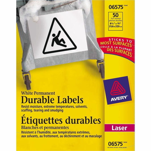Avery&reg; Durable ID Labelswith TrueBlock&trade; Technology for Laser Printers, 8-1/2" x 11"