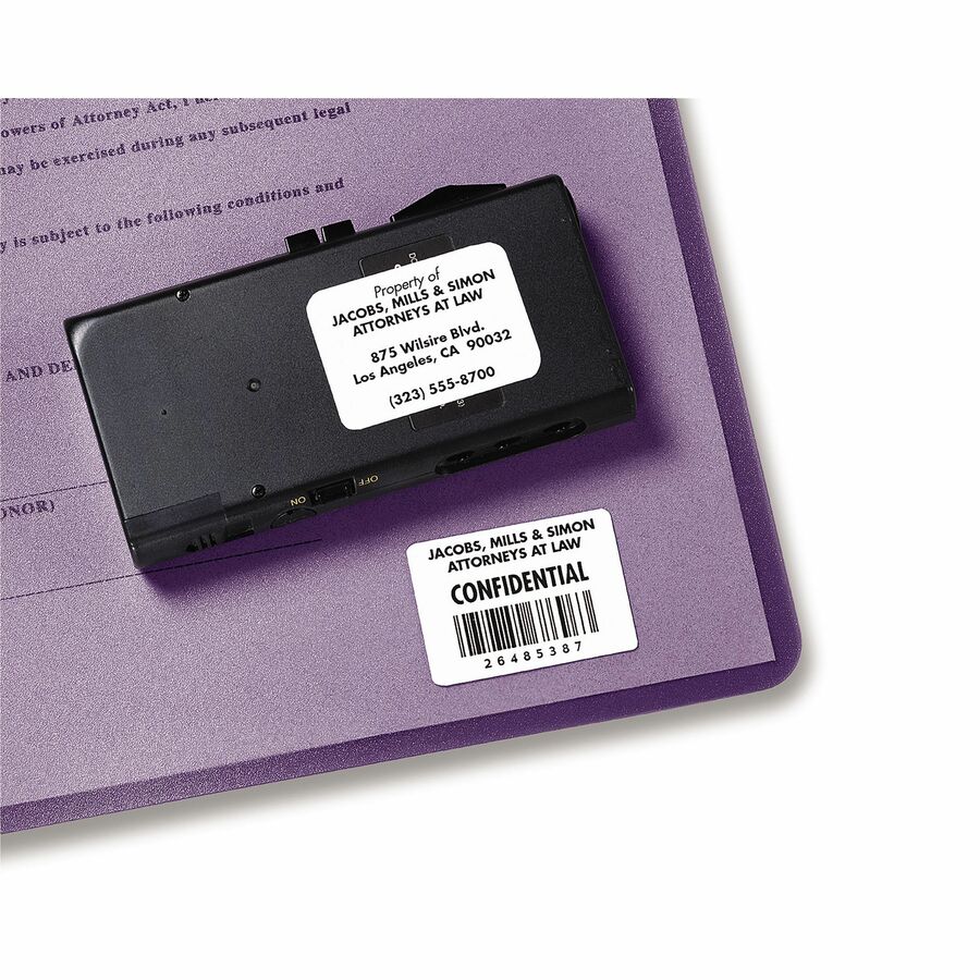 Avery Durable ID Labels with TrueBlock™ Technology for Laser Printers, 1-3/4" x 1-1/4" - 06576