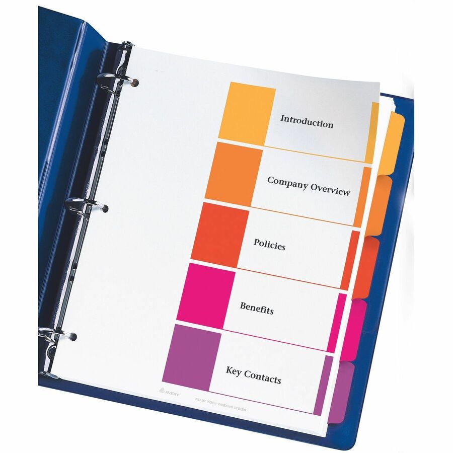 Avery&reg; Ready Index&reg; Table of Content Dividers, 5 tabs, 6 sets - 11518