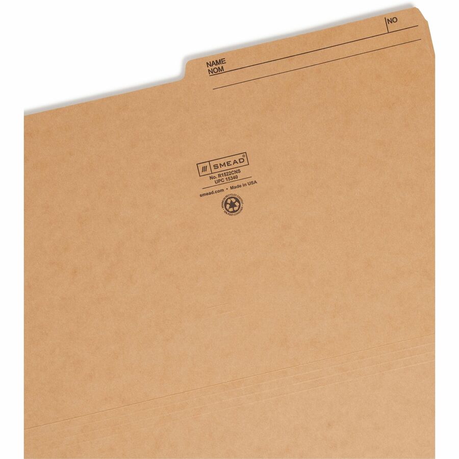Smead 1/2 Tab Cut Legal Recycled Top Tab File Folder - 15340