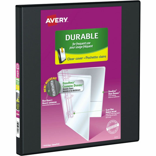 Avery&reg; Durable View Binder 1/2" , Slant D Rings, Black