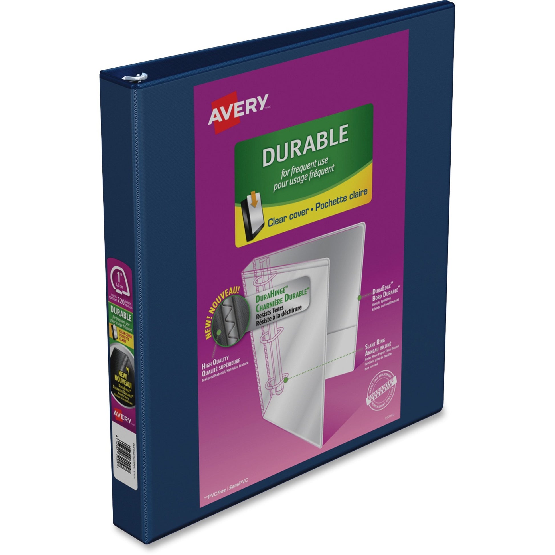 Avery&reg; Durable View Binder 1" , Slant D Rings, Navy