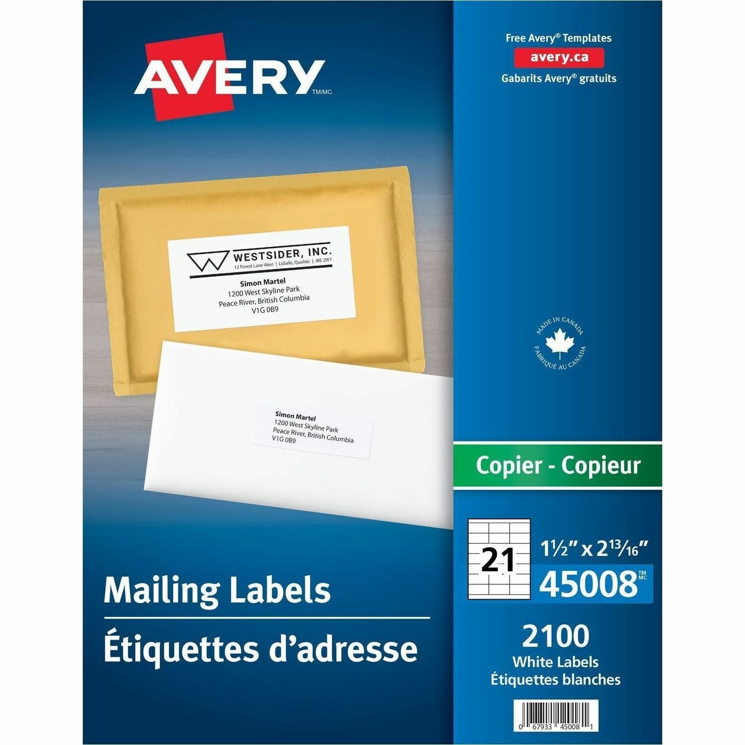 Avery&reg; Address Labelsfor Copiers, 2-13/16" x 1-1/2"