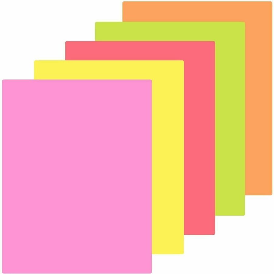 St. James&reg; Fluorescent Bond Paper, Rainbow, 5 Bright Colours, Pack of 200, 78120 - 78120