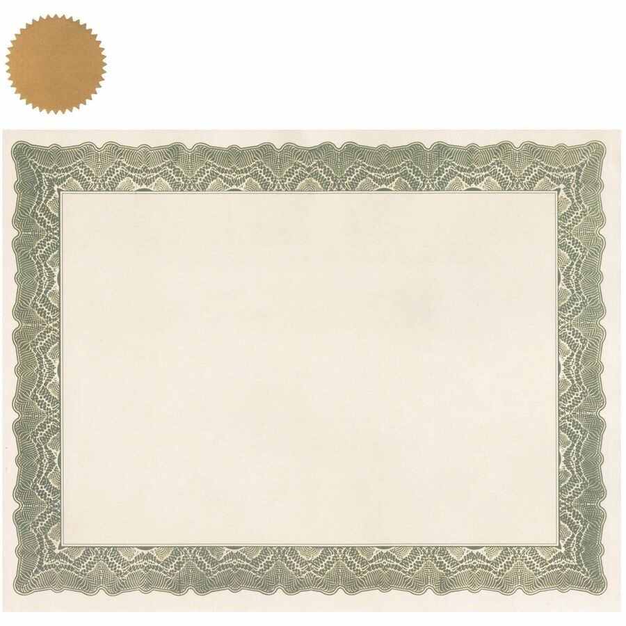 St. James&reg; Certificates, 24 lb Paper, Gioche Green w/ Gold Seals, Pack of 25, 83408 - 83408