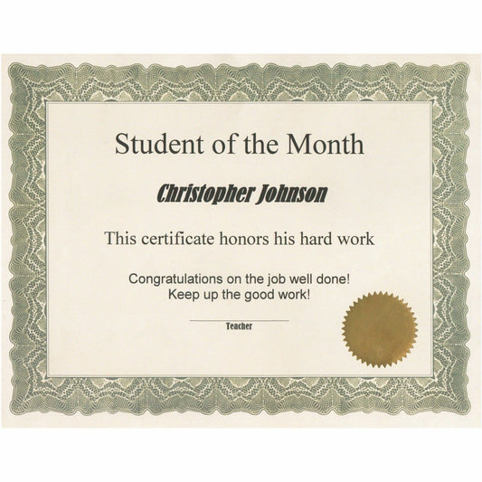 St. James&reg; Certificates, 24 lb Paper, Gioche Green w/ Gold Seals, Pack of 25, 83408