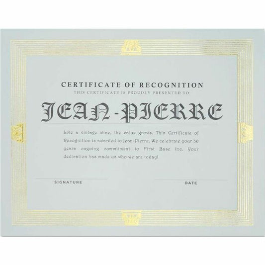 St. James&reg; Elite™ Certificates, Natural Linen with Capital Gold Foil Design, Pack of 12, 83427